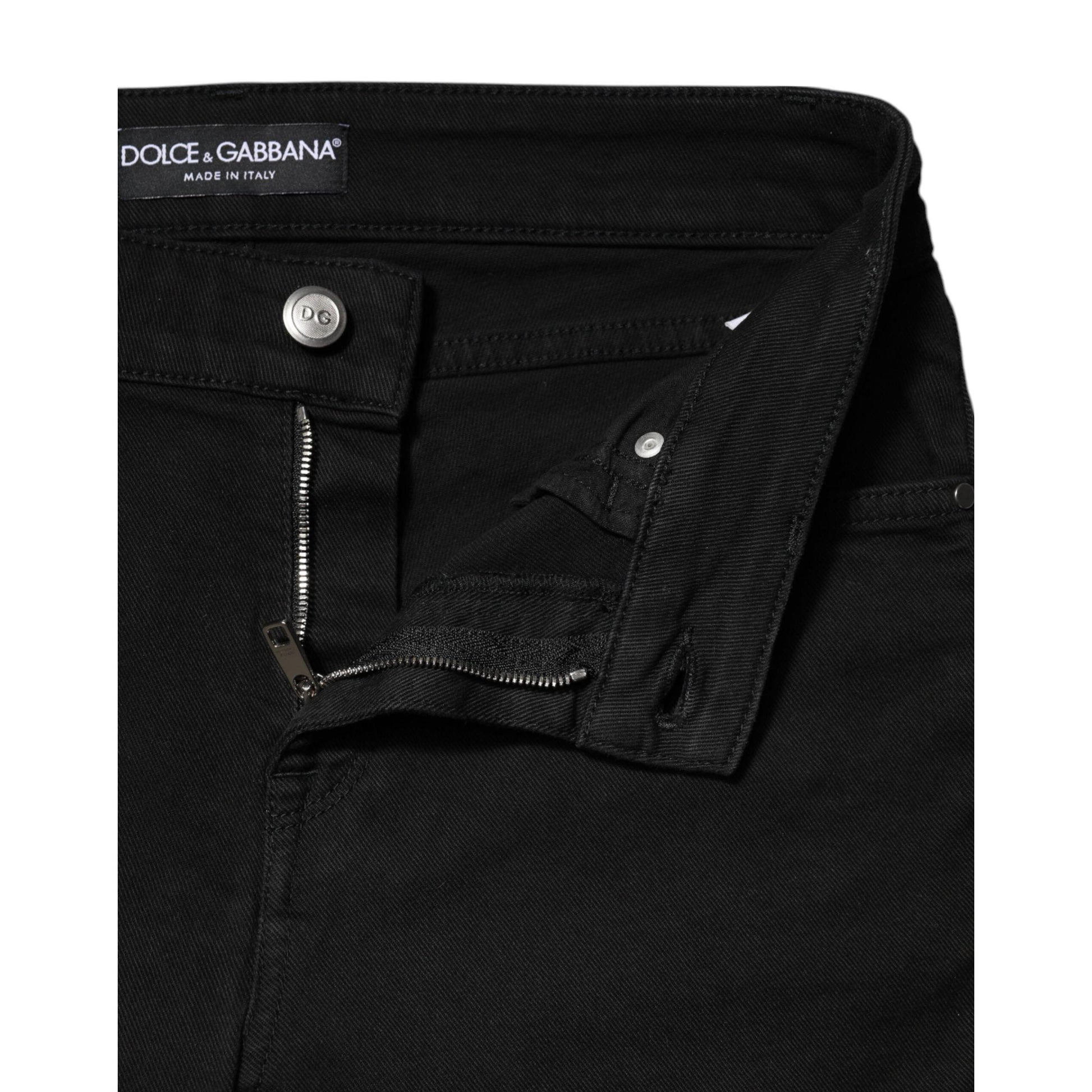 Dolce & Gabbana Black Cotton Skinny Mid Waist Denim Jeans