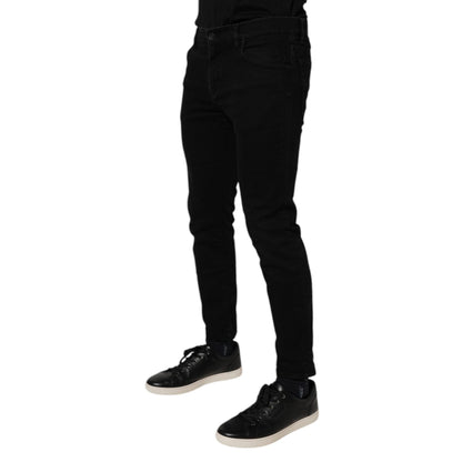Dolce & Gabbana Black Cotton Stretch Skinny Men Denim Jeans
