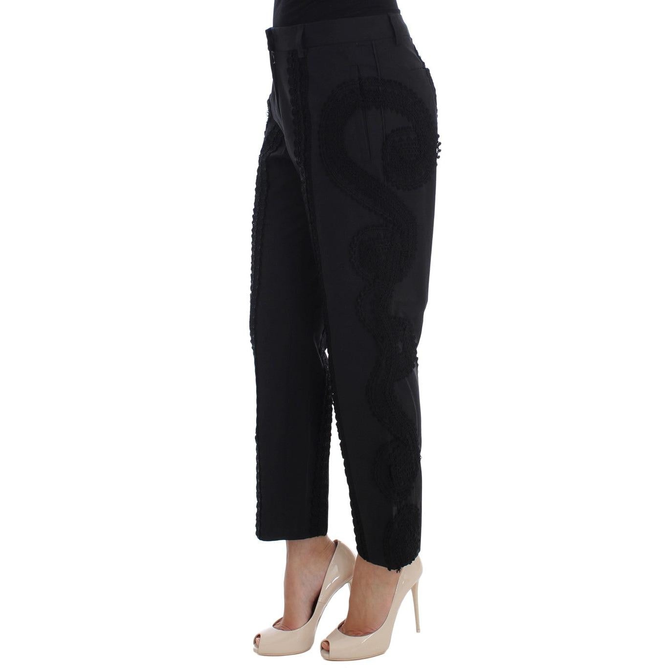 Dolce & Gabbana Black Cotton Stretch Torero Capris Pants