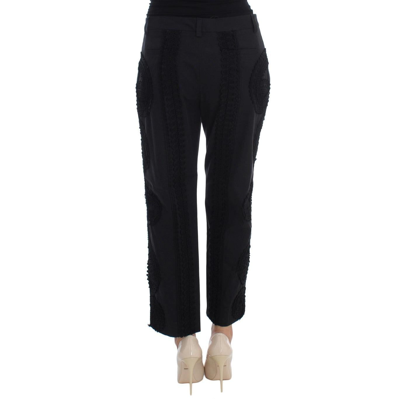 Dolce & Gabbana Black Cotton Stretch Torero Capris Pants
