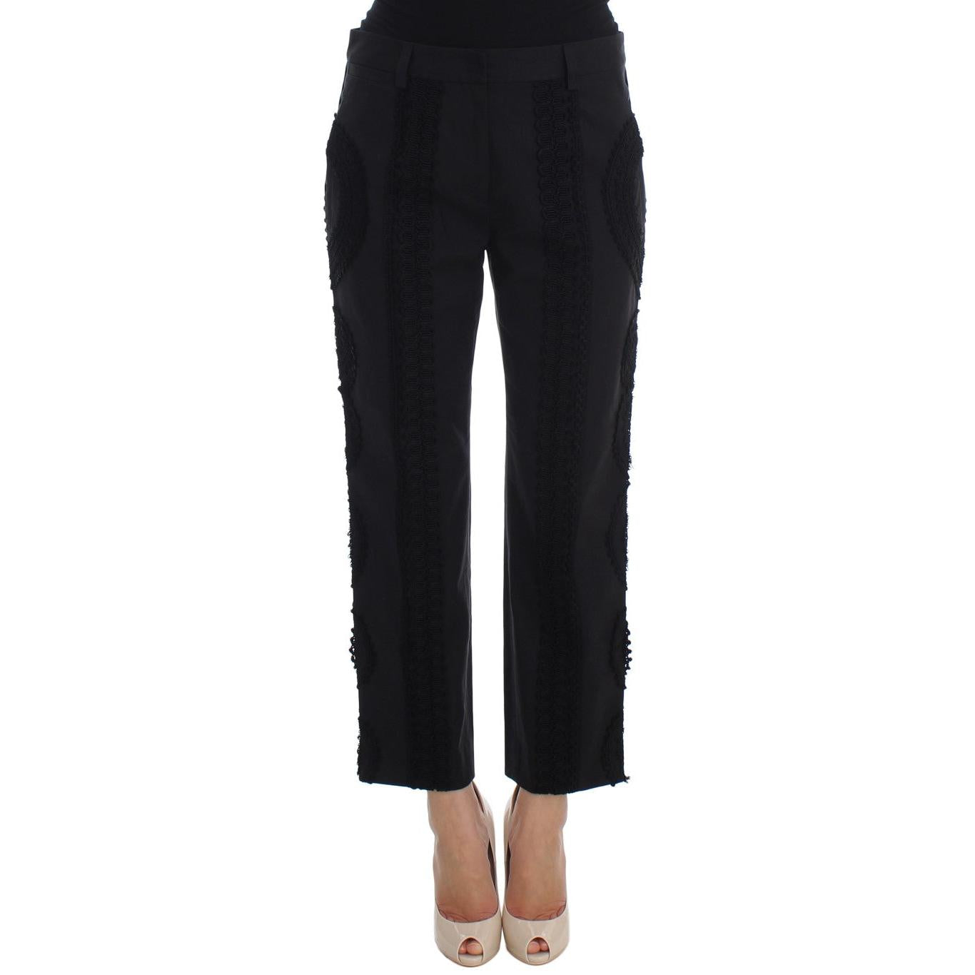 Dolce & Gabbana Black Cotton Stretch Torero Capris Pants