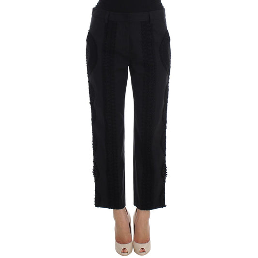 Dolce & Gabbana Black Cotton Stretch Torero Capris Pants
