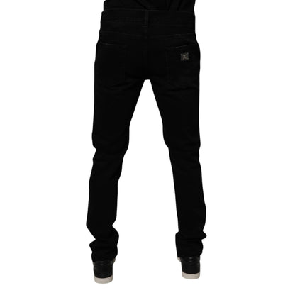 Dolce & Gabbana Black Cotton Tattered Skinny Men Denim Jeans