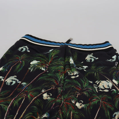 Dolce & Gabbana Black Cotton Volcano Print Casual Shorts