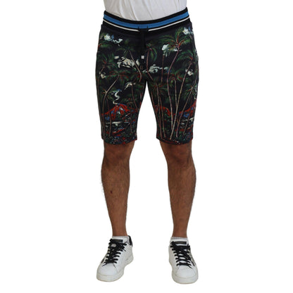 Dolce & Gabbana Black Cotton Volcano Print Casual Shorts