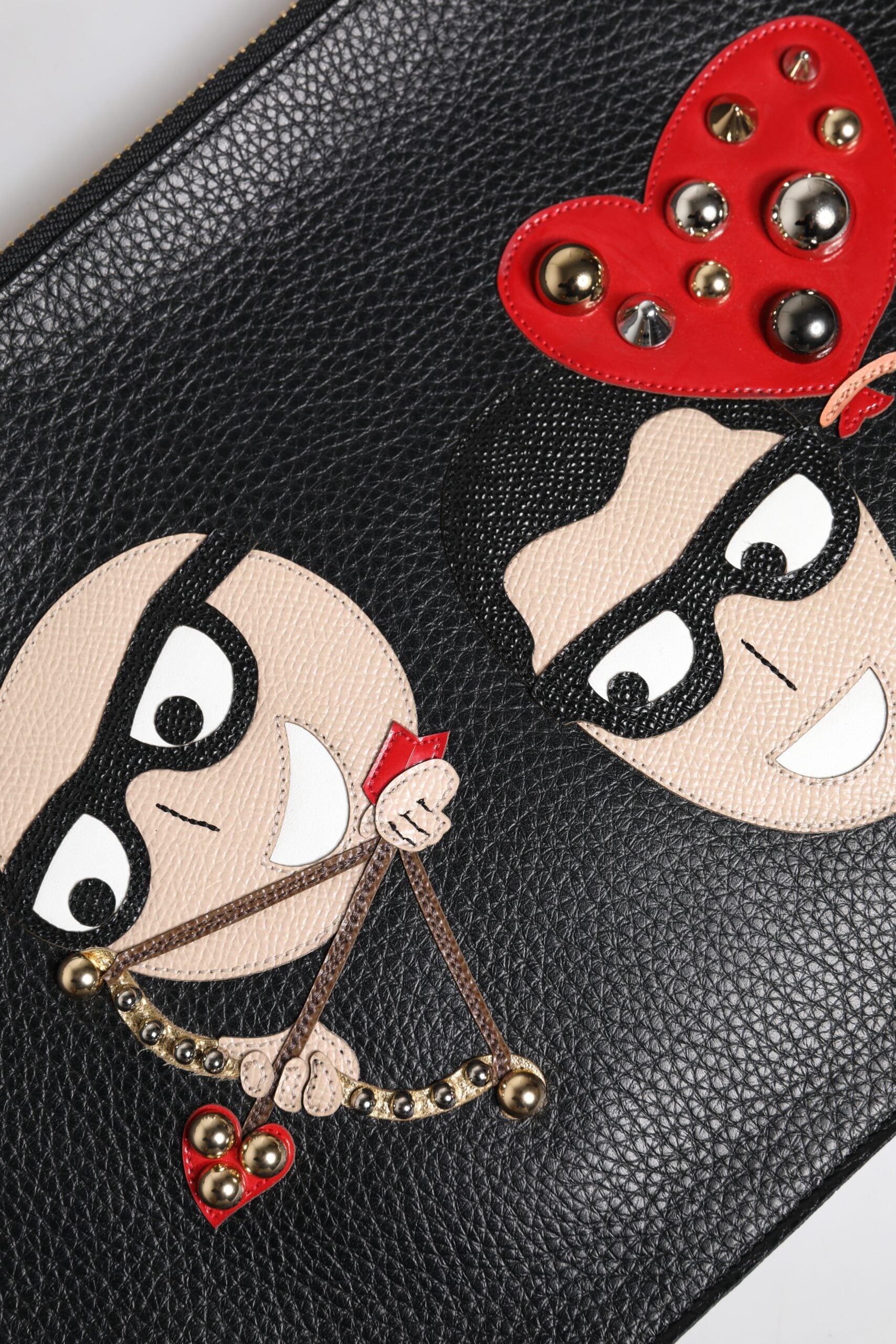 Dolce & Gabbana Black #DGFamily Embellished Leather Clutch Bag