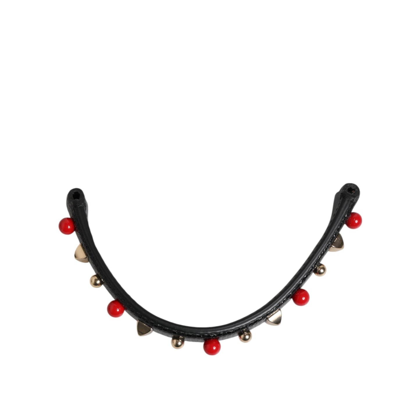 Dolce & Gabbana Black Embellished Leather Bag Handle Women Shoulder Strap