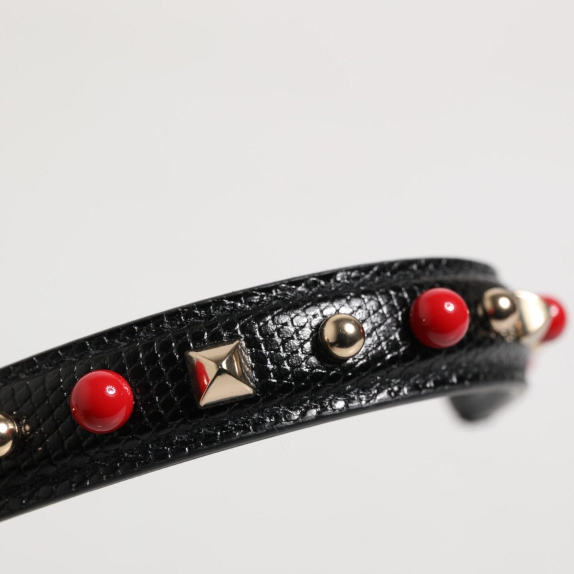 Dolce & Gabbana Black Embellished Leather Bag Handle Women Shoulder Strap