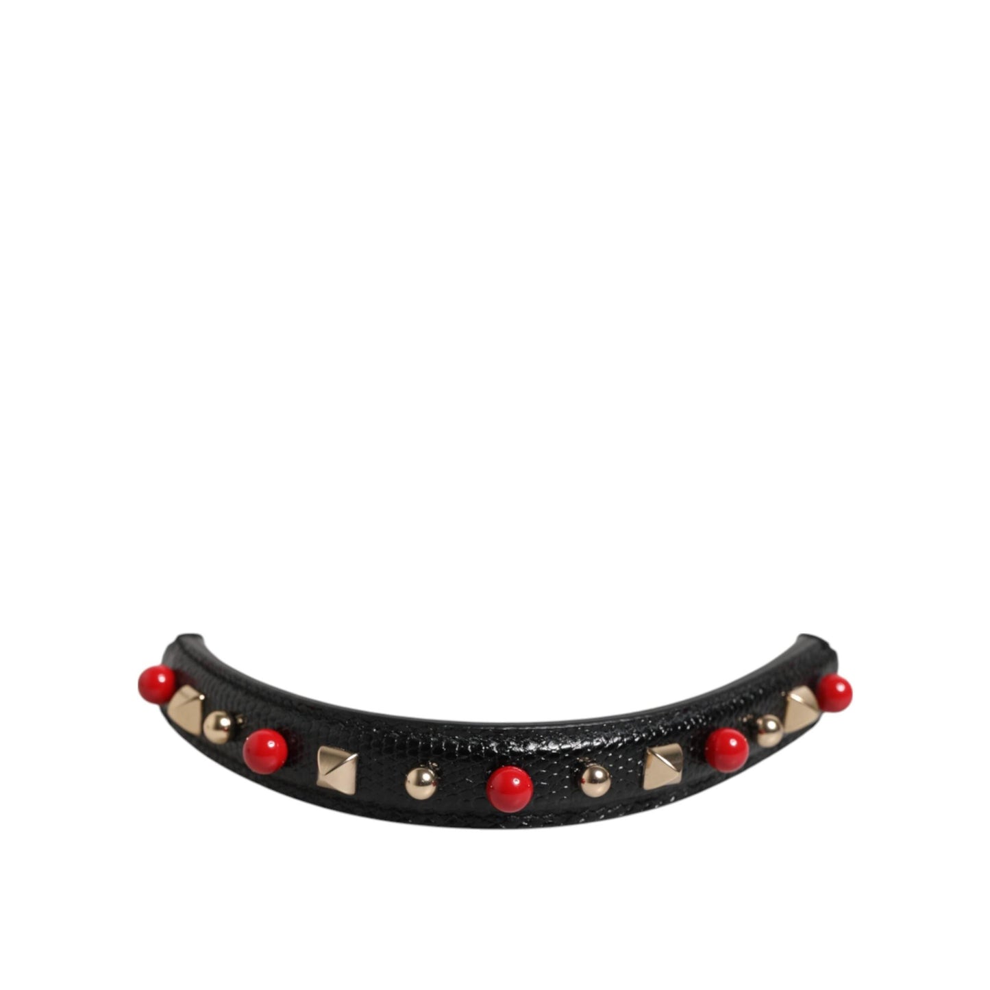 Dolce & Gabbana Black Embellished Leather Bag Handle Women Shoulder Strap