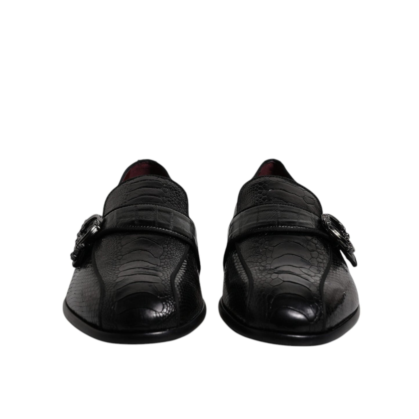 Dolce & Gabbana Black Exotic Leather DG Logo Loafers Formal Dress Shoes