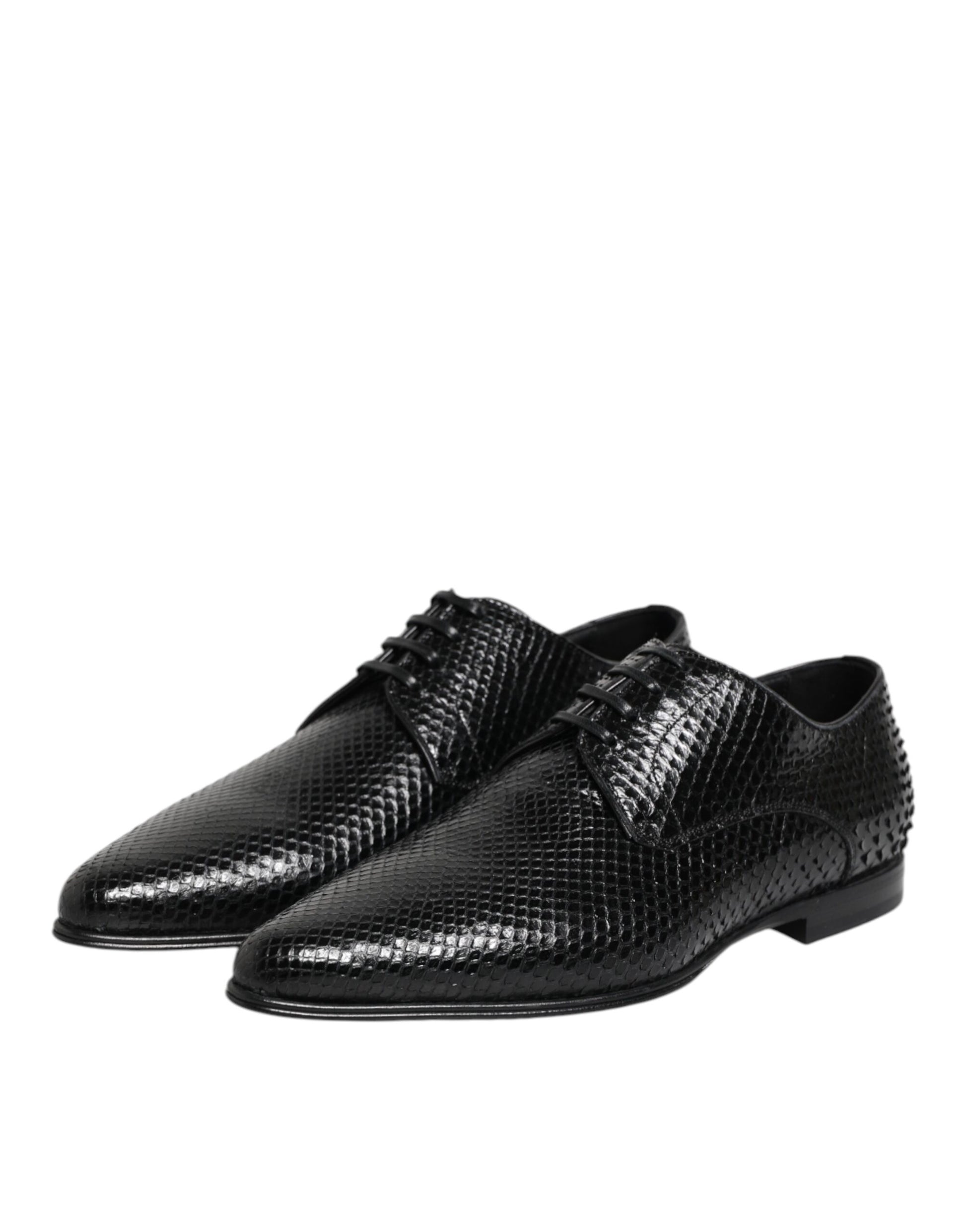 Dolce & Gabbana Black Exotic Leather Lace Up Derby Shoes