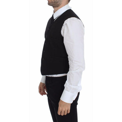 Dolce & Gabbana Black Flax Cotton Dress Vest Blazer