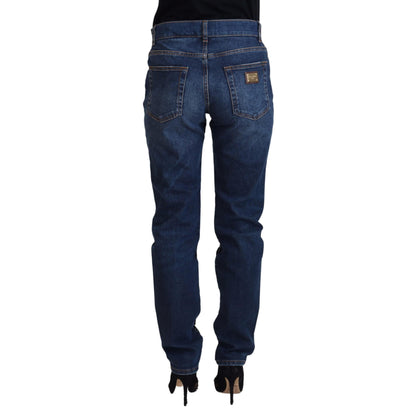 Dolce & Gabbana Black Floral Lace Front Skinny Denim Jeans