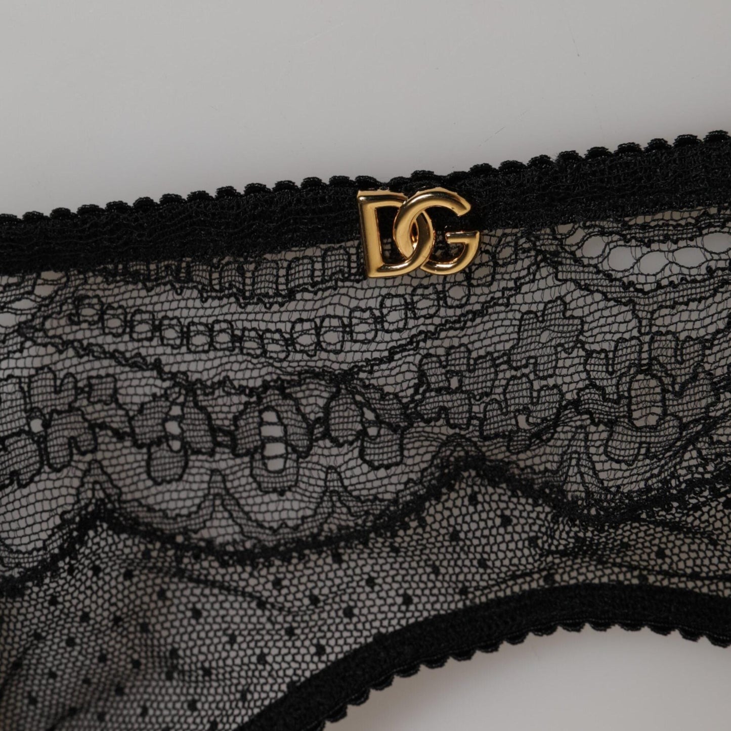 Dolce & Gabbana Black Floral Lace Nylon Strap Garter Underwear