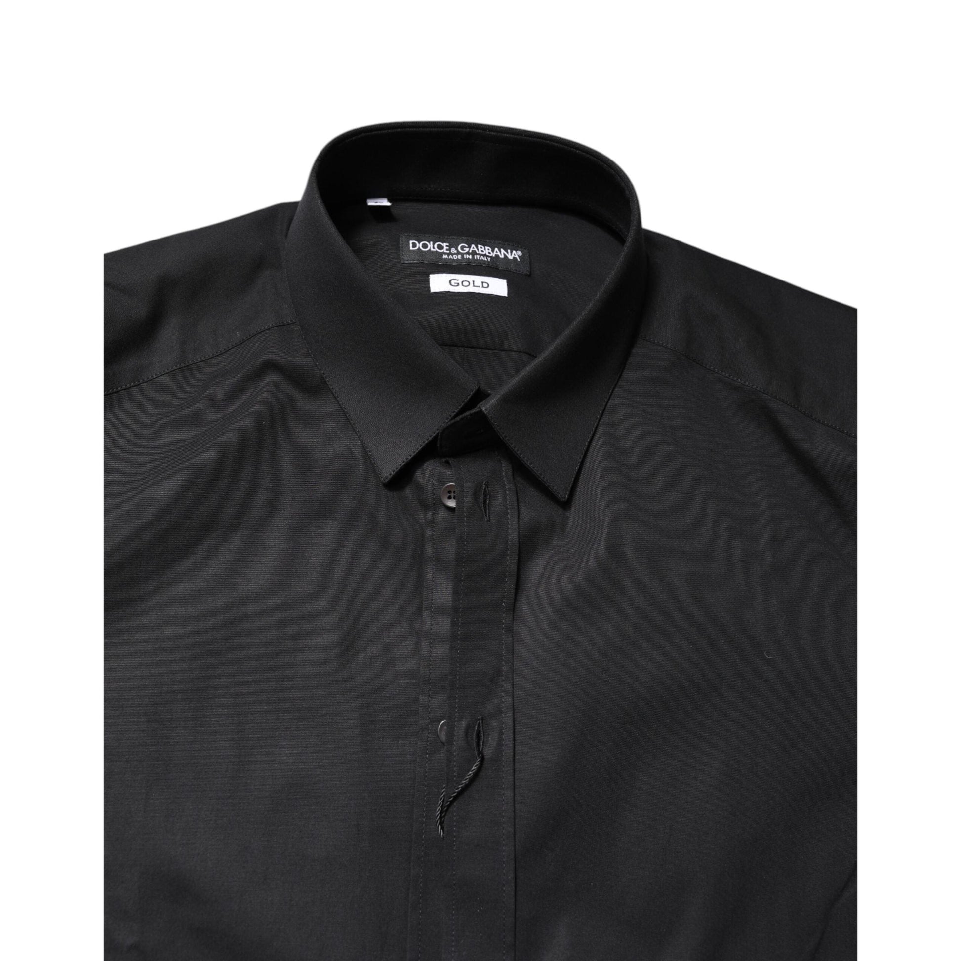 Dolce & Gabbana Black GOLD Cotton Long Sleeves Dress Shirt