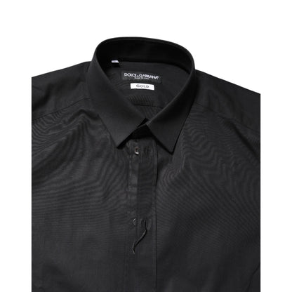 Dolce & Gabbana Black GOLD Cotton Long Sleeves Dress Shirt
