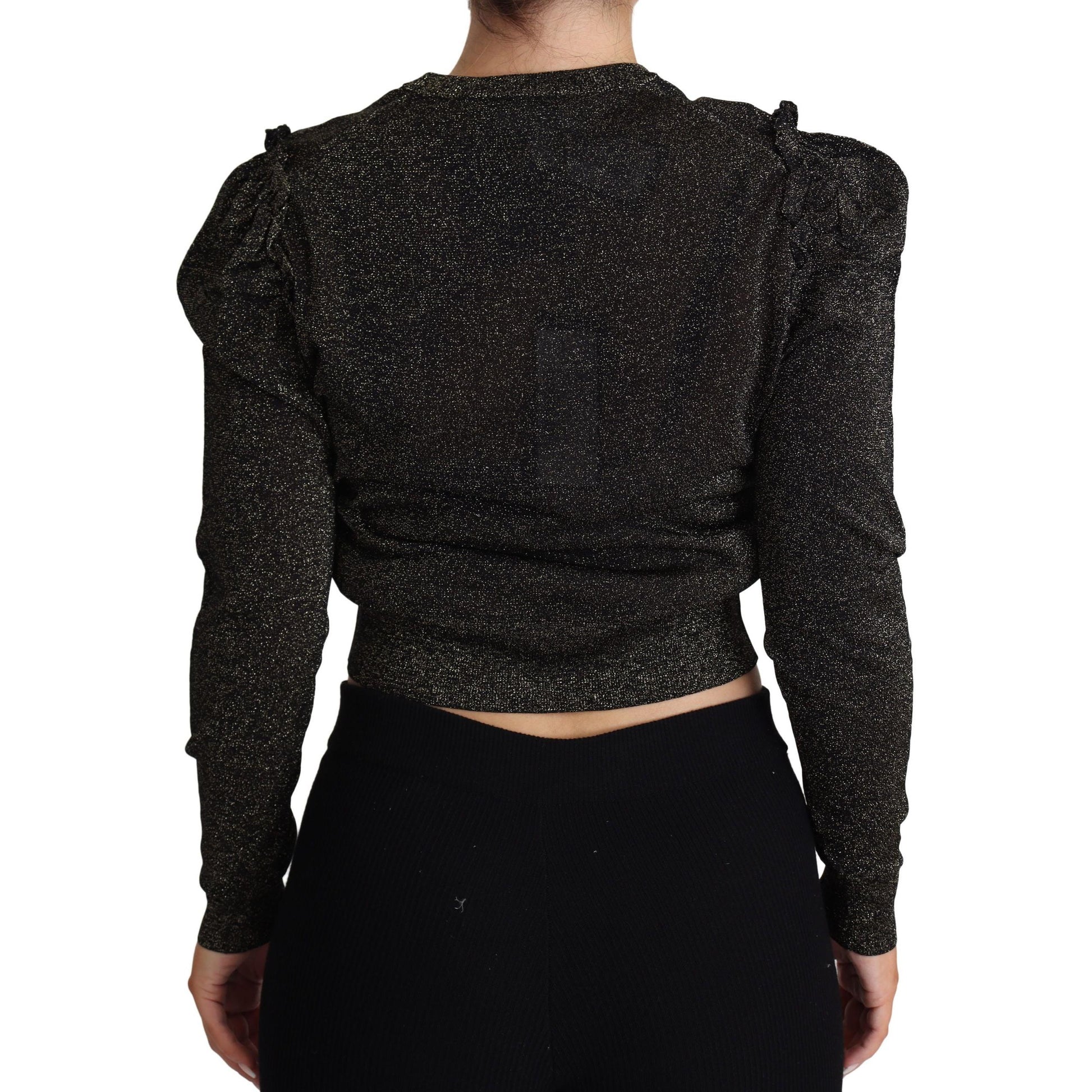 Dolce & Gabbana Black Gold Cropped Women Pullover Sweater