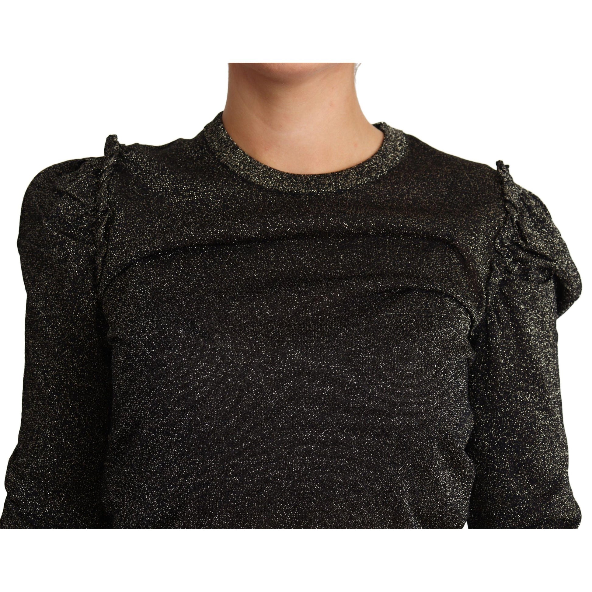 Dolce & Gabbana Black Gold Cropped Women Pullover Sweater