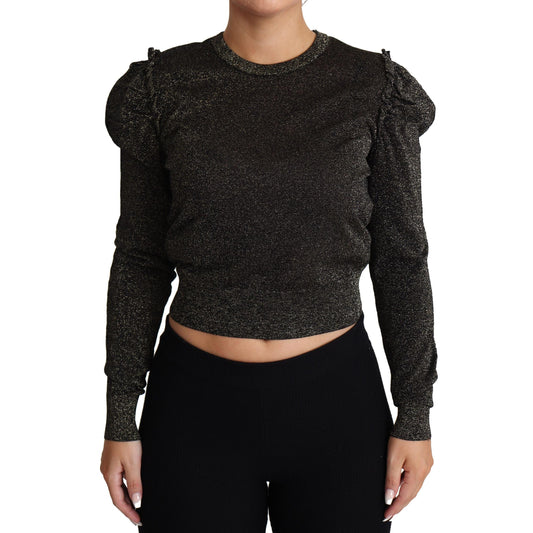 Dolce & Gabbana Black Gold Cropped Women Pullover Sweater