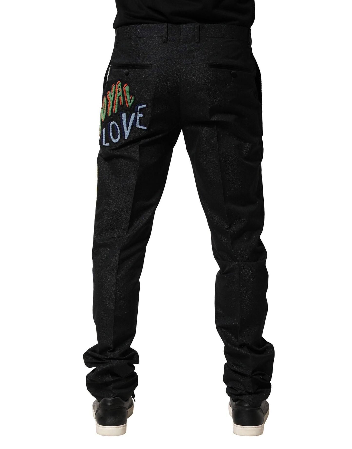 Dolce & Gabbana Black Graphic Embroidery Men Pants