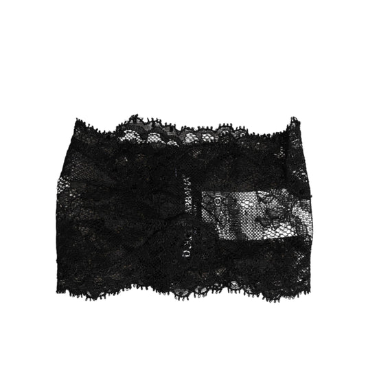 Dolce & Gabbana Black Lace Bandeau Bustier Top Sheer Stretch Underwear