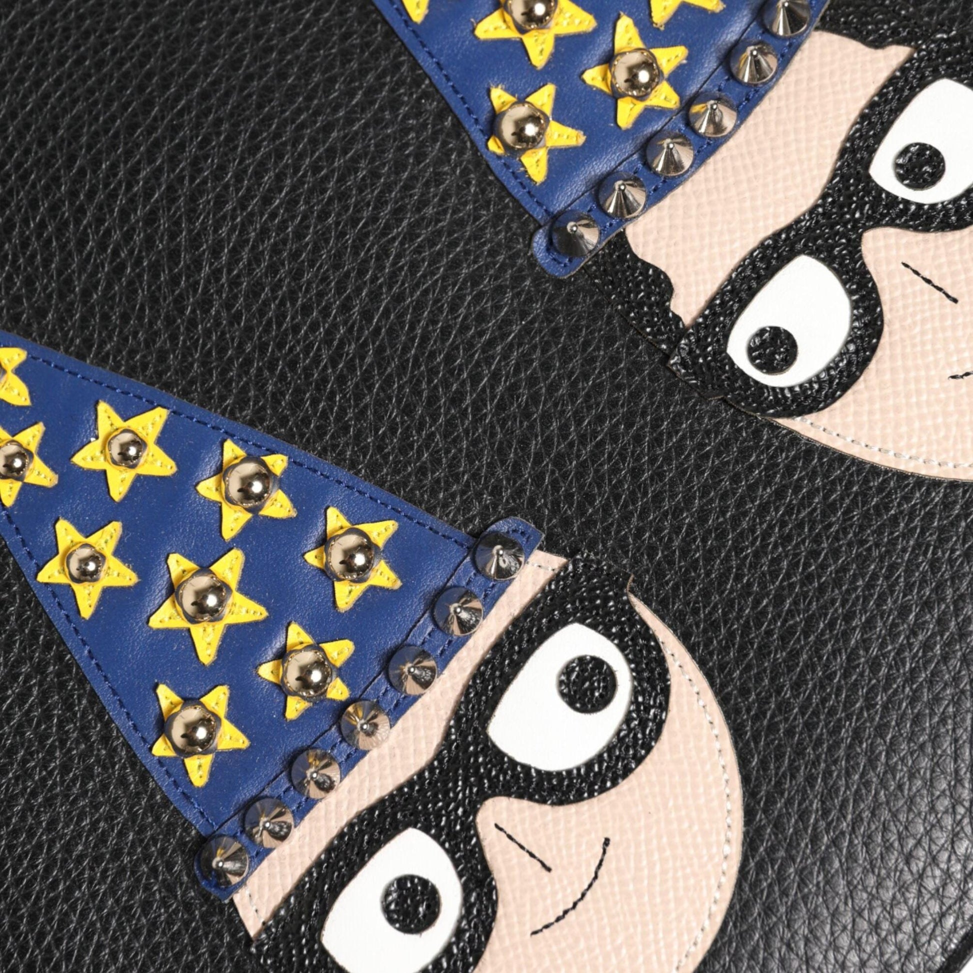 Dolce & Gabbana Black Leather #DGFAMILY Embellished Men Clutch Pouch Bag