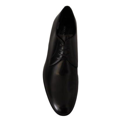 Dolce & Gabbana Black Leather Lace Up Formal Derby Shoes