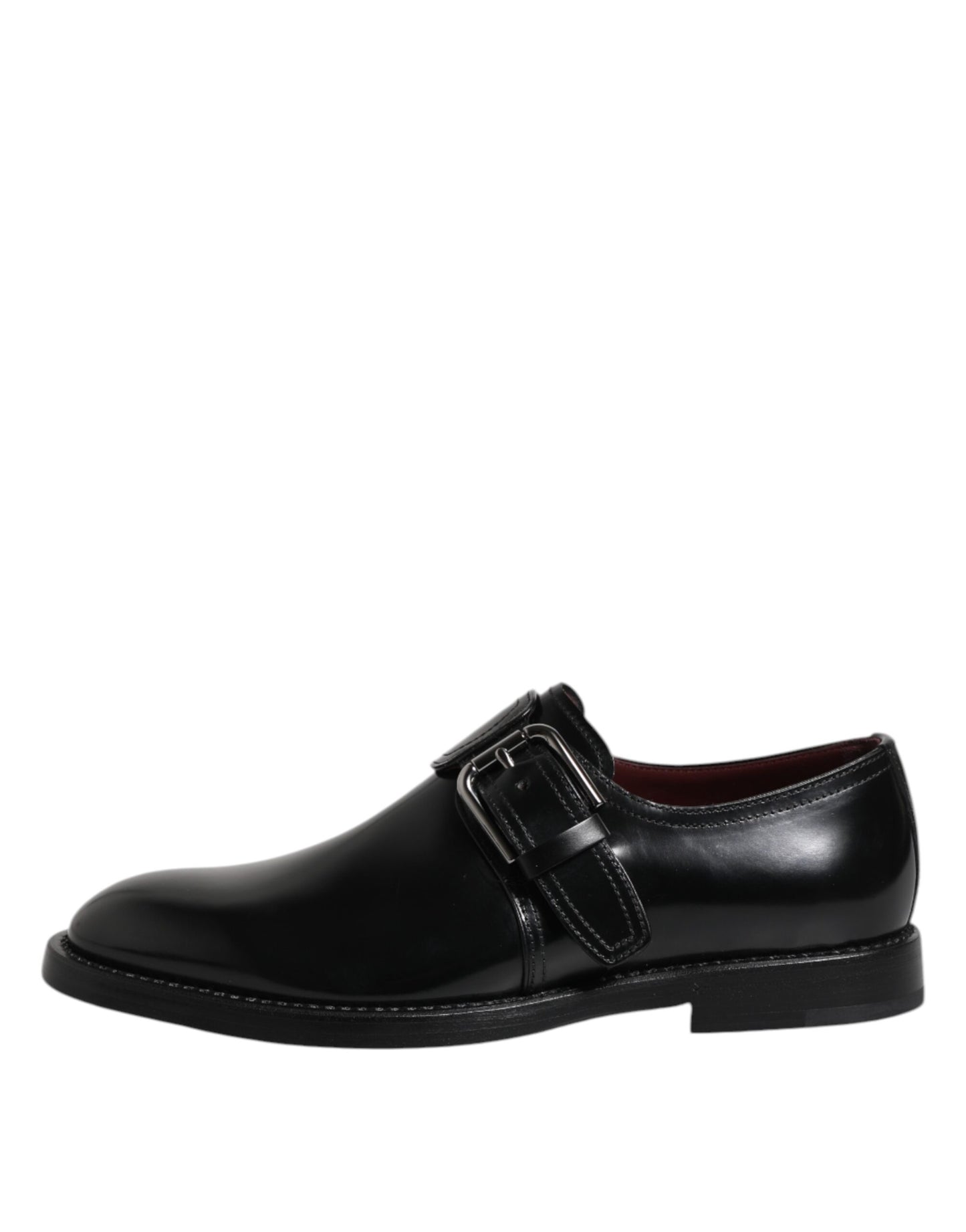 Dolce & Gabbana Black Leather Monk Strap Derby Formal Shoes