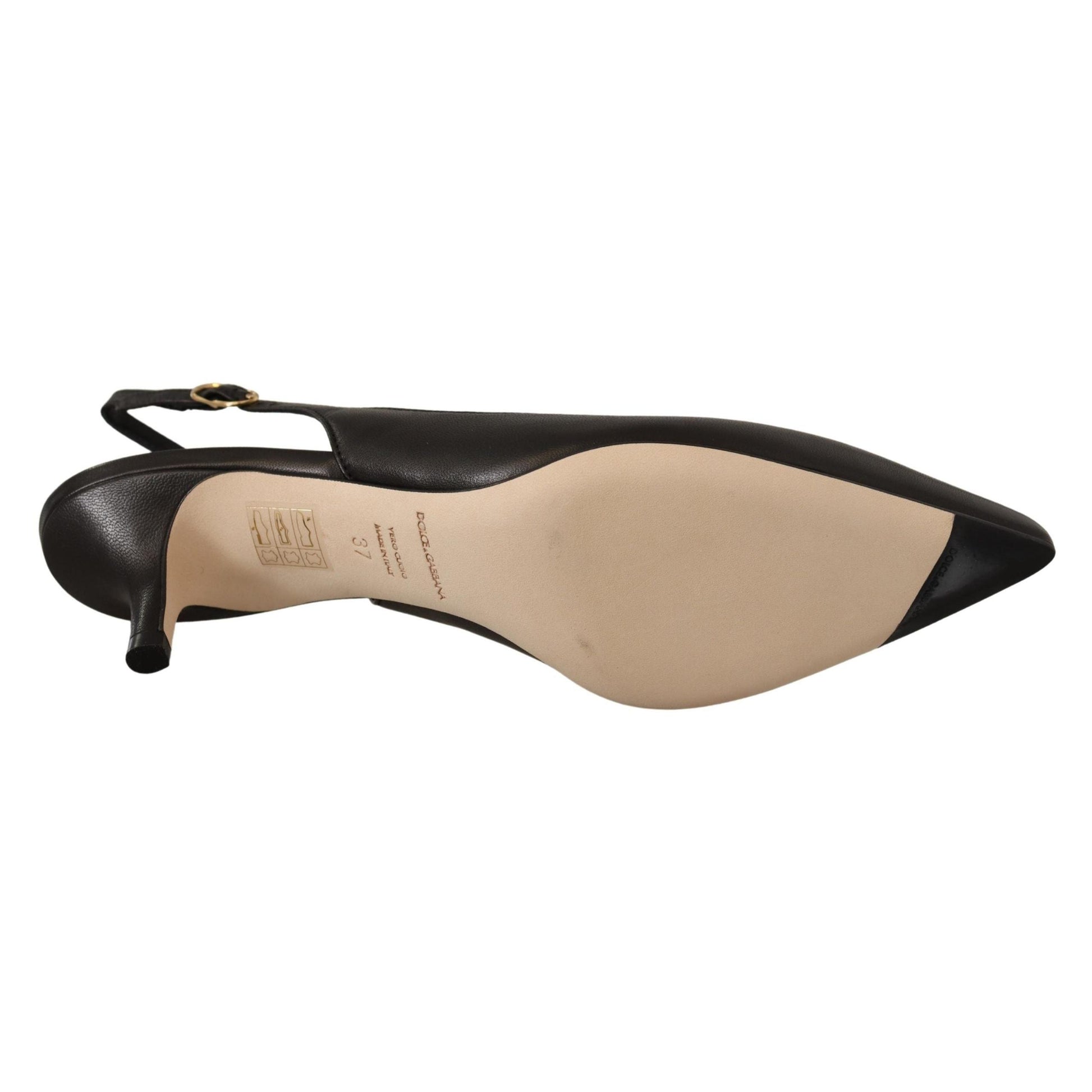 Dolce & Gabbana Black Leather Slingbacks Heels Pumps Shoes