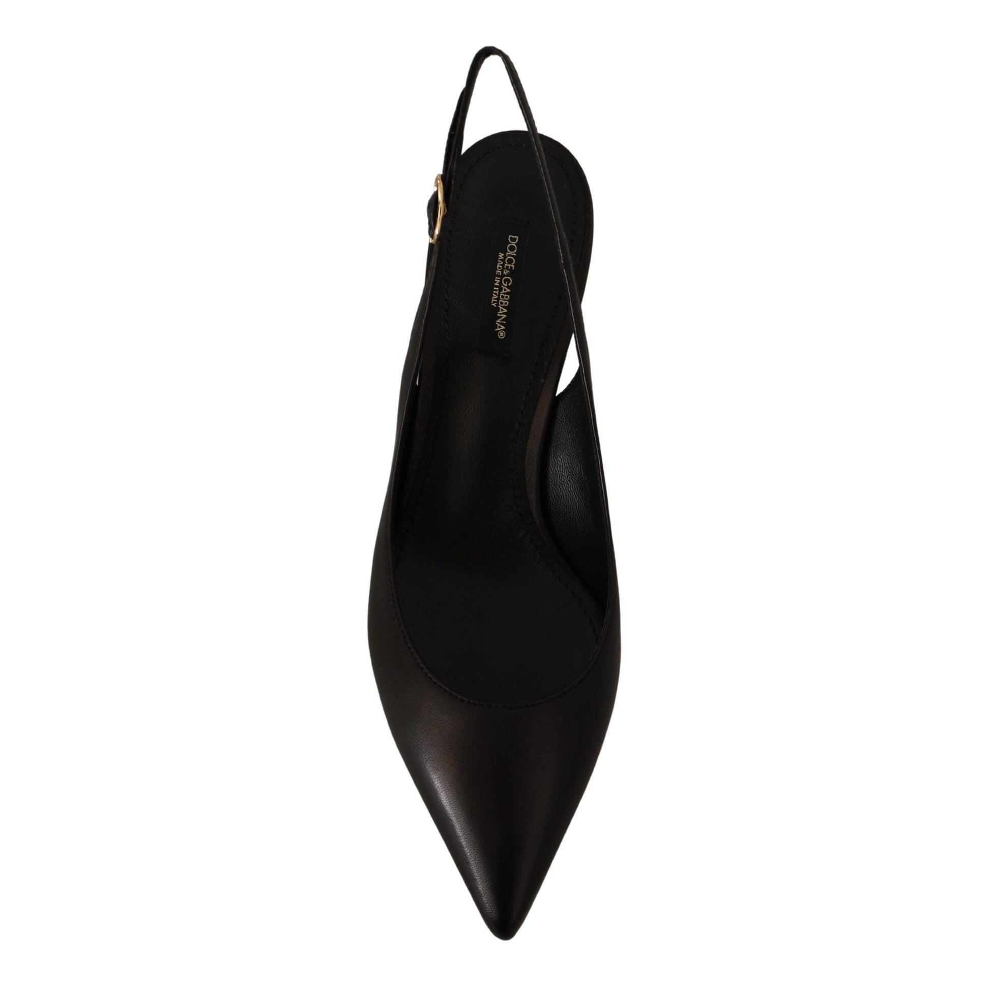 Dolce & Gabbana Black Leather Slingbacks Heels Pumps Shoes