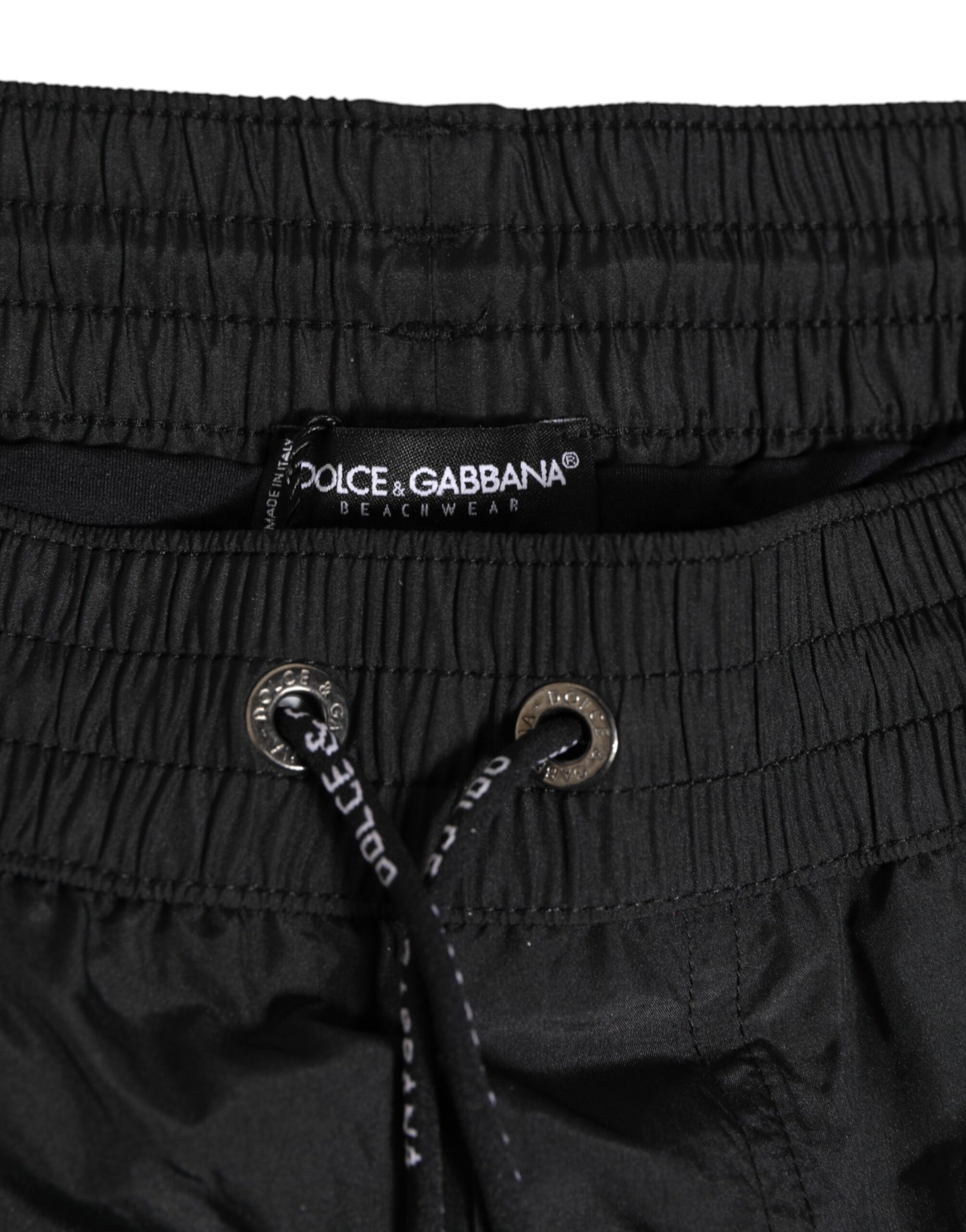 Dolce & Gabbana Black Logo Polyester Beachwear Shorts Swimwear