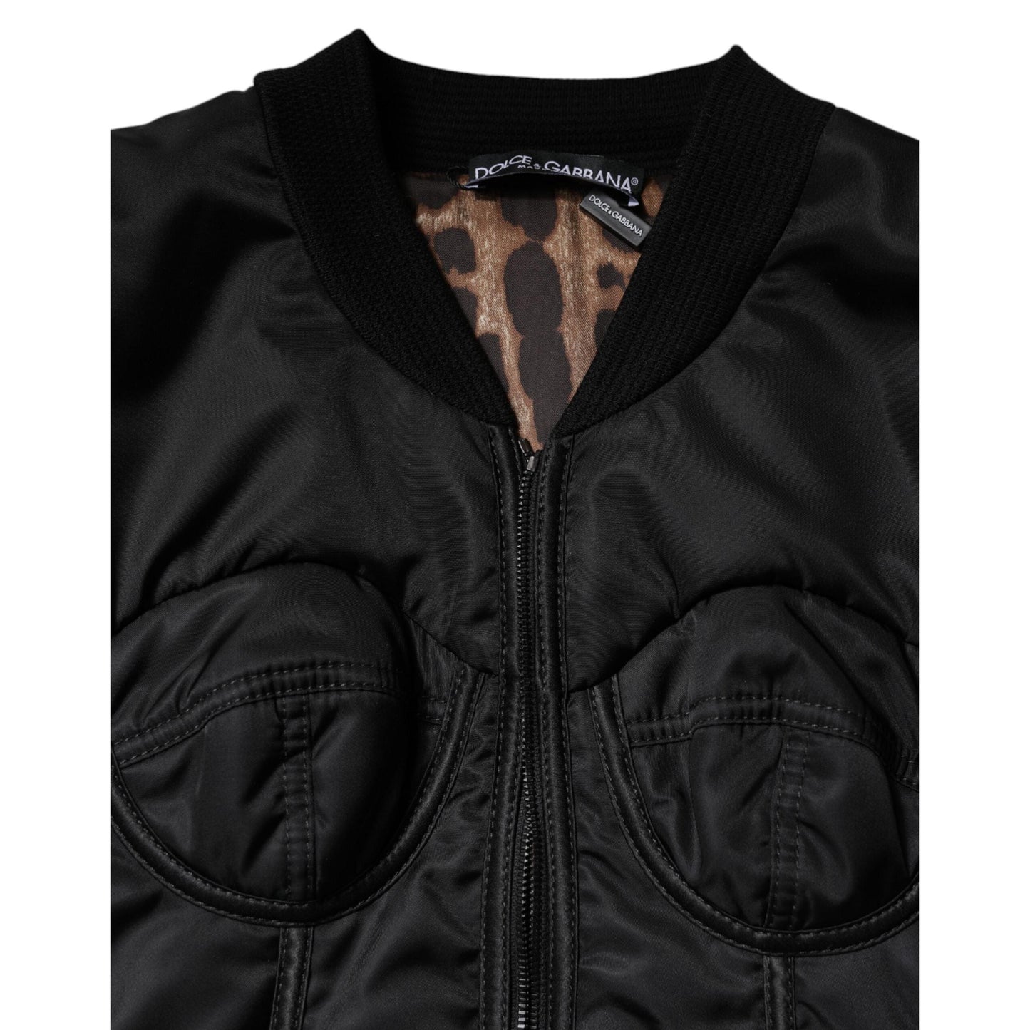 Dolce & Gabbana Black Nylon Full Zip Bustier Corset Jacket