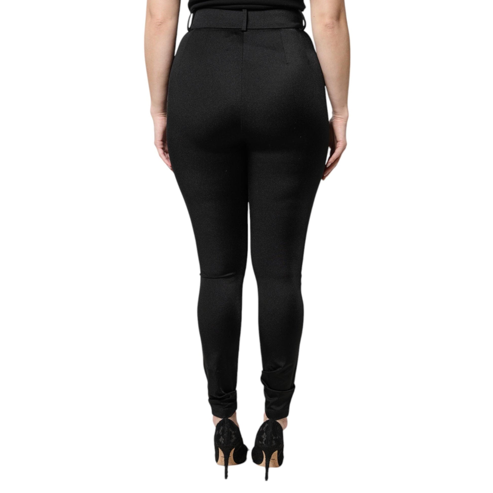 Dolce & Gabbana Black Nylon High Waist Slim Fit Pants