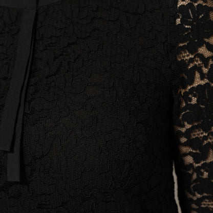 Dolce & Gabbana Black Nylon Lace Long Sleeve Blouse Top