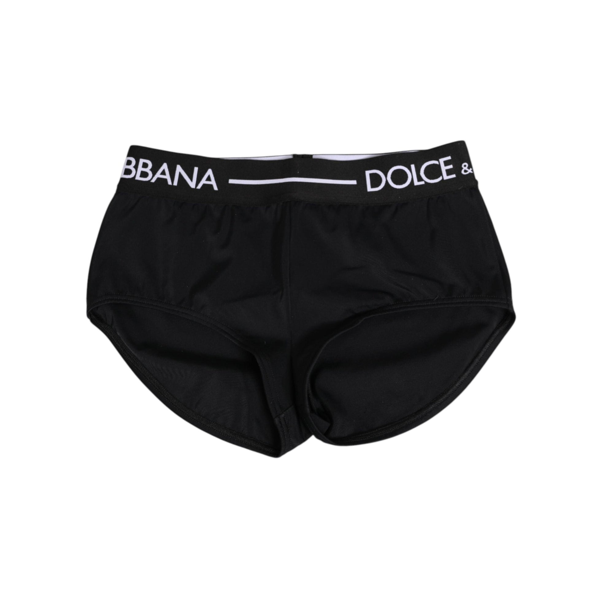 Dolce & Gabbana Black Nylon Logo Waistband Shorts Underwear