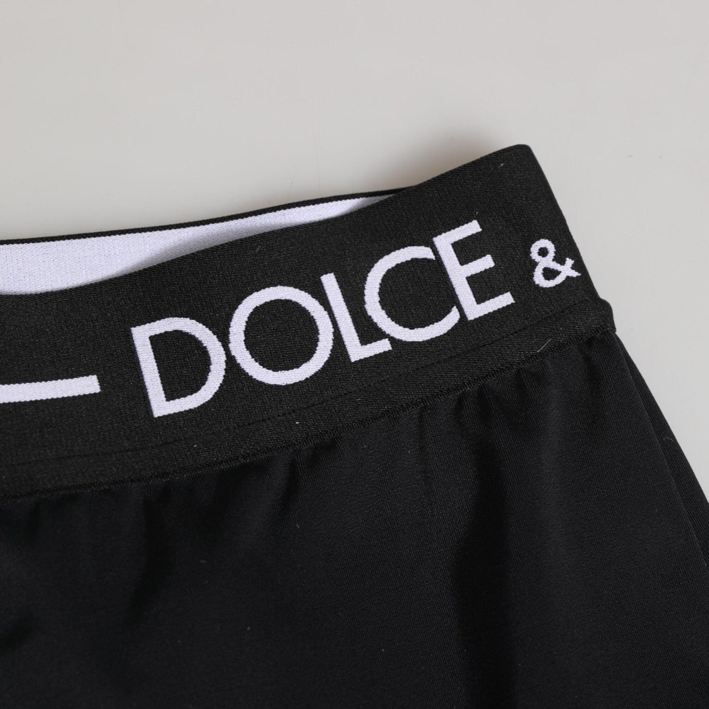 Dolce & Gabbana Black Nylon Logo Waistband Shorts Underwear