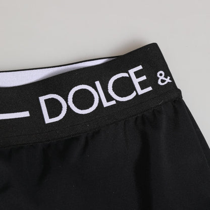 Dolce & Gabbana Black Nylon Logo Waistband Shorts Underwear