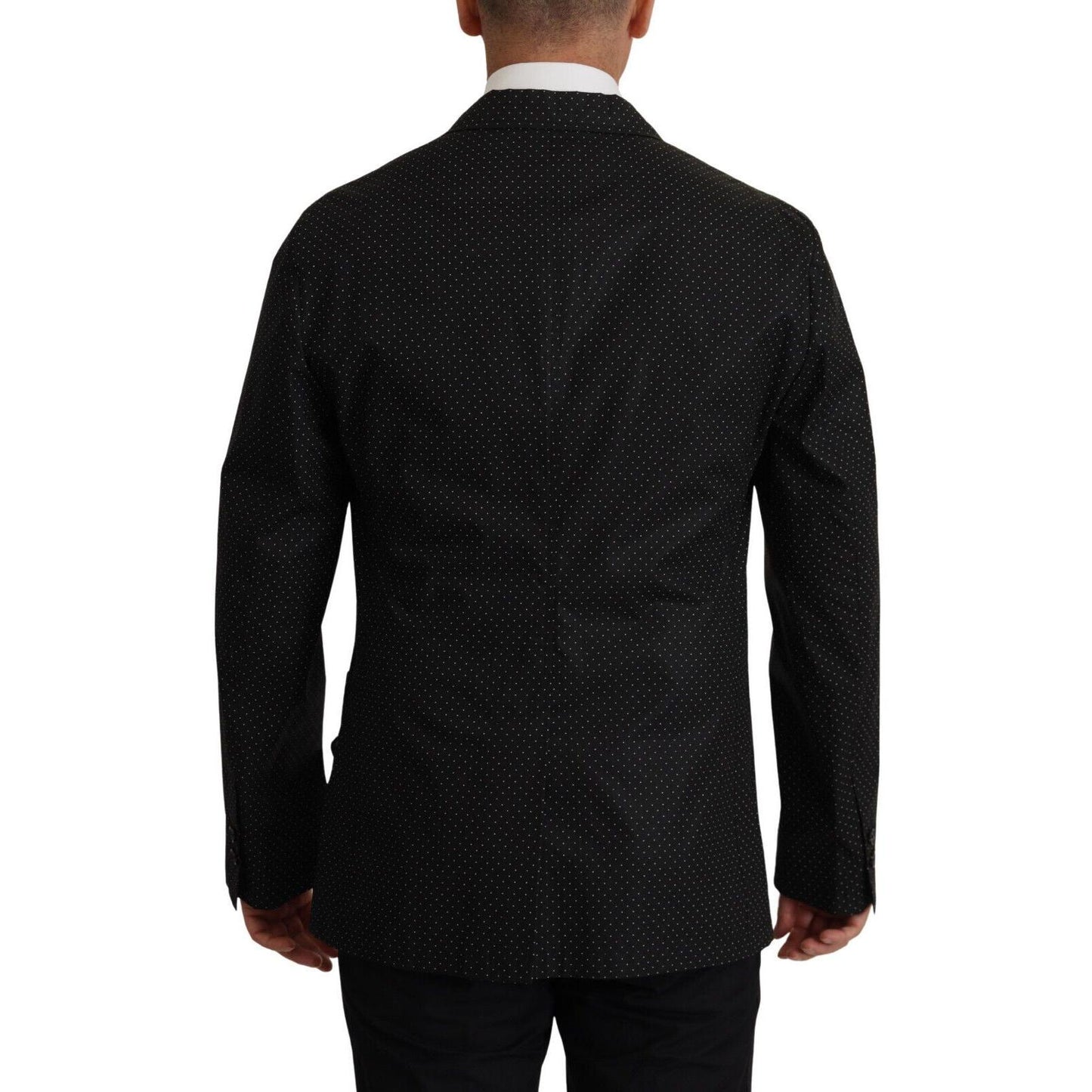 Dolce & Gabbana Black Polka Dotted Cotton Blazer Jacket