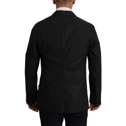 Dolce & Gabbana Black Polka Dotted Cotton Blazer Jacket