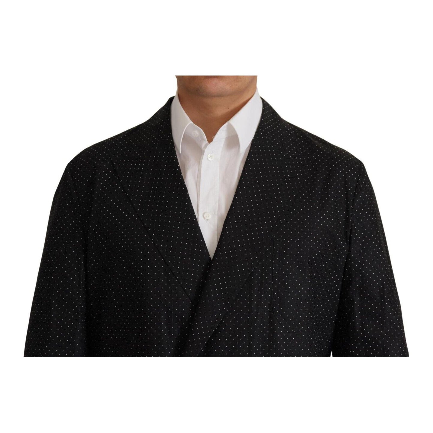 Dolce & Gabbana Black Polka Dotted Cotton Blazer Jacket
