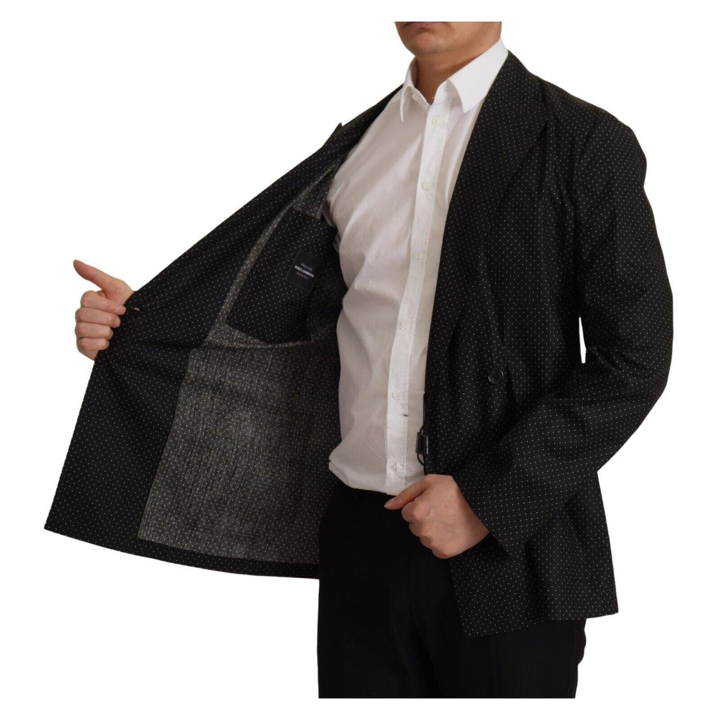 Dolce & Gabbana Black Polka Dotted Cotton Blazer Jacket