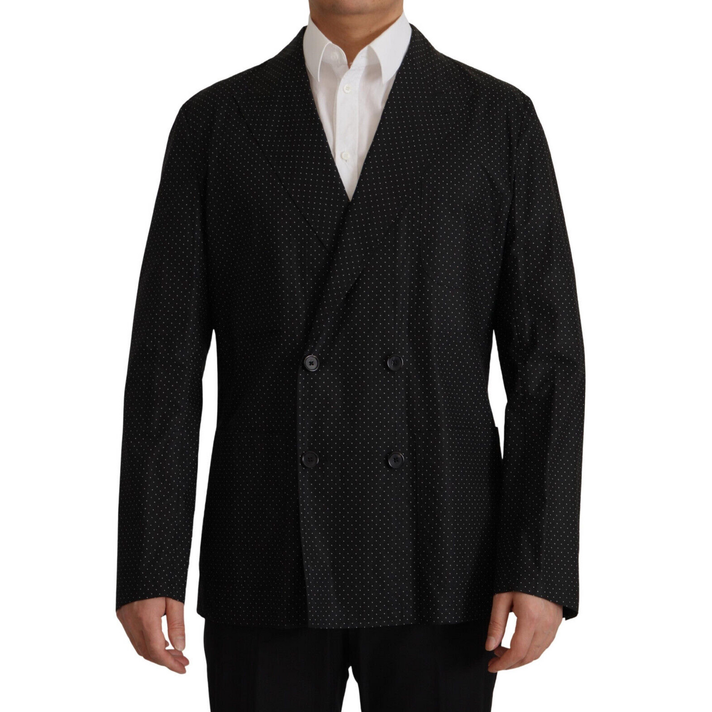Dolce & Gabbana Black Polka Dotted Cotton Blazer Jacket