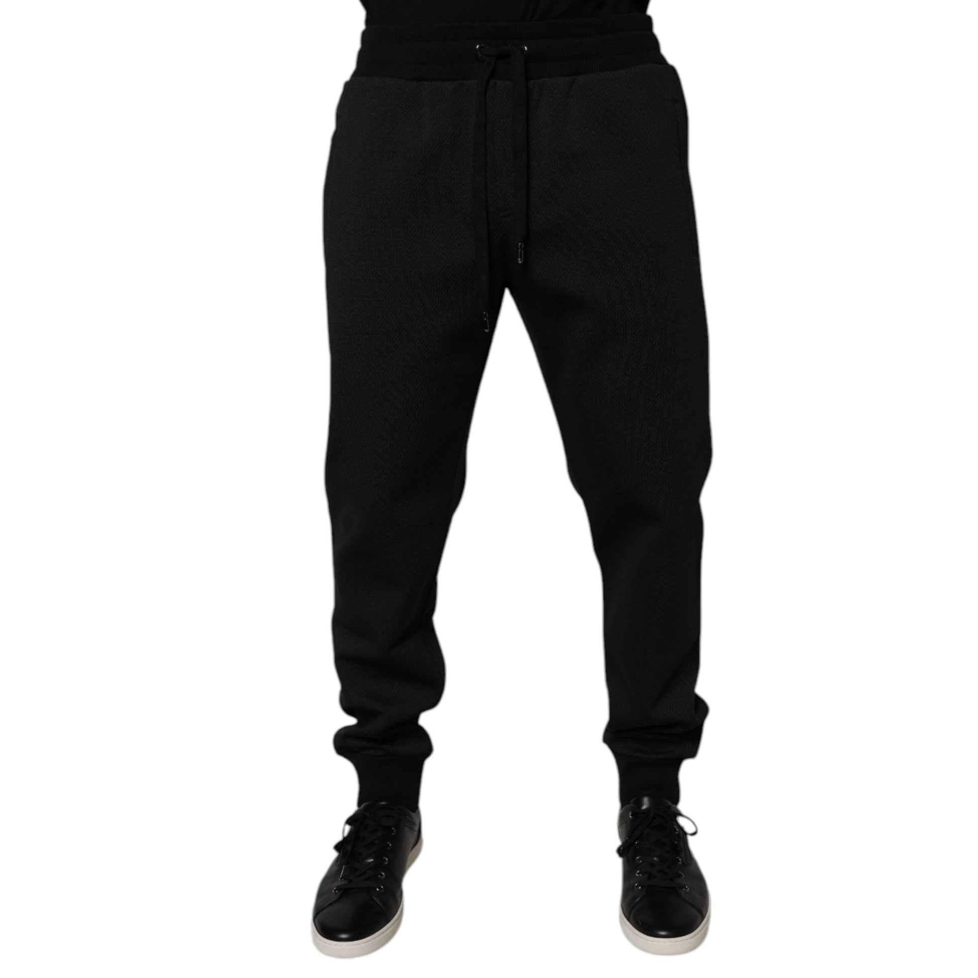 Dolce & Gabbana Black Polyester Men Jogger Sweatpants Pants