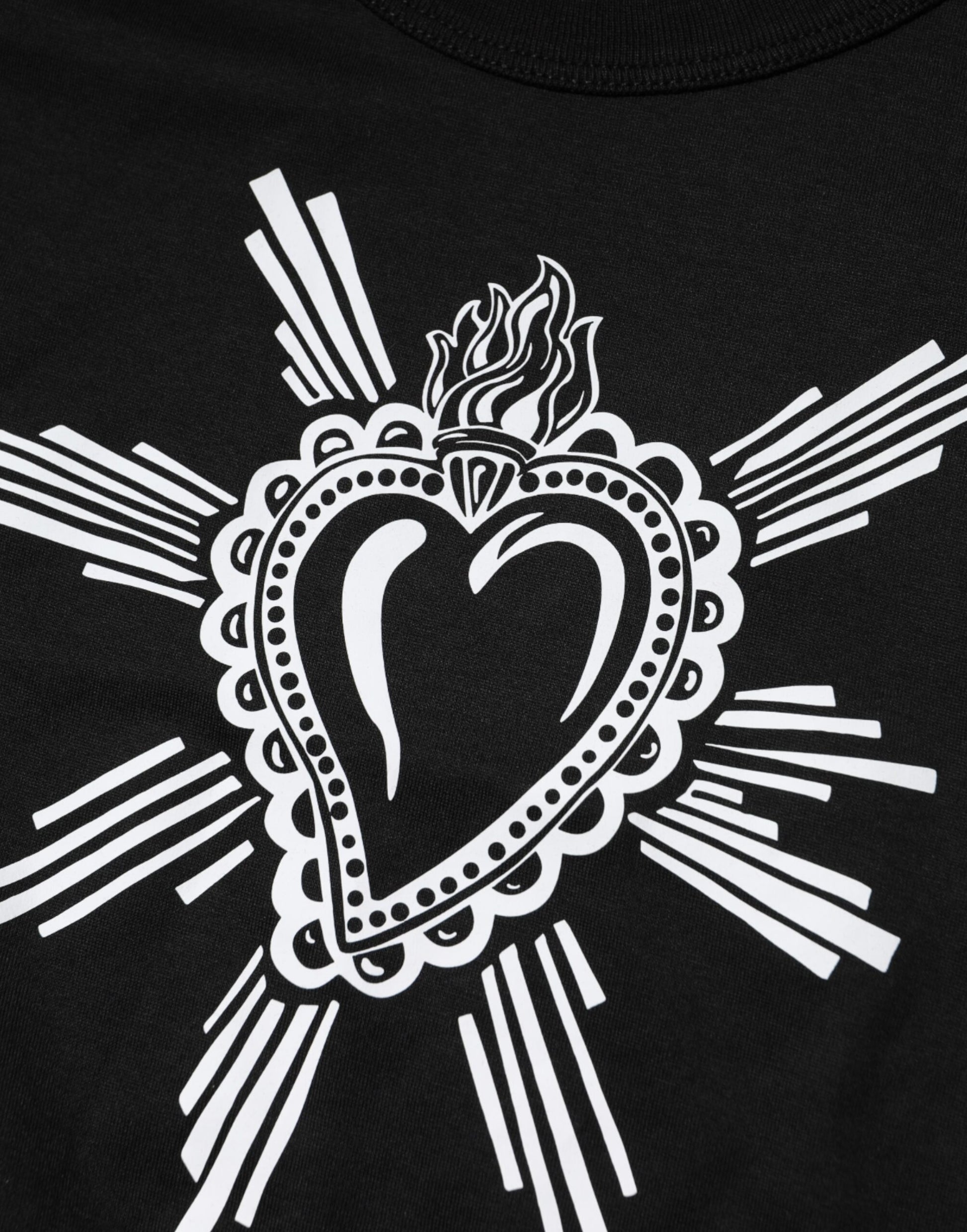 Dolce & Gabbana Black Sacred Heart Cotton Crew Neck T-shirt