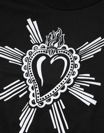 Dolce & Gabbana Black Sacred Heart Cotton Crew Neck T-shirt