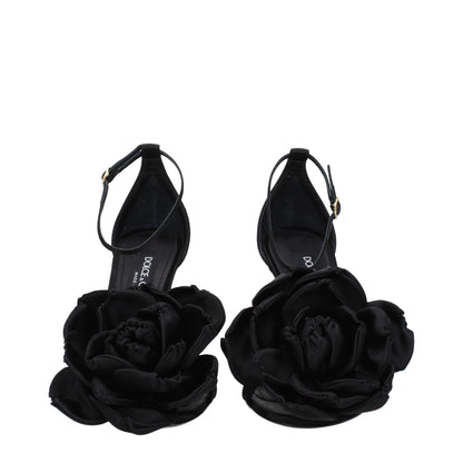Dolce & Gabbana Black Satin Stiletto Heel Sandals