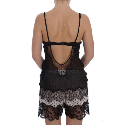 Dolce & Gabbana Black Silk Lace Babydoll Lingerie Top