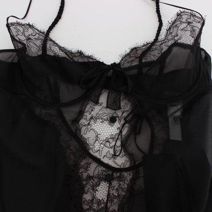 Dolce & Gabbana Black Silk Lace Babydoll Lingerie Top