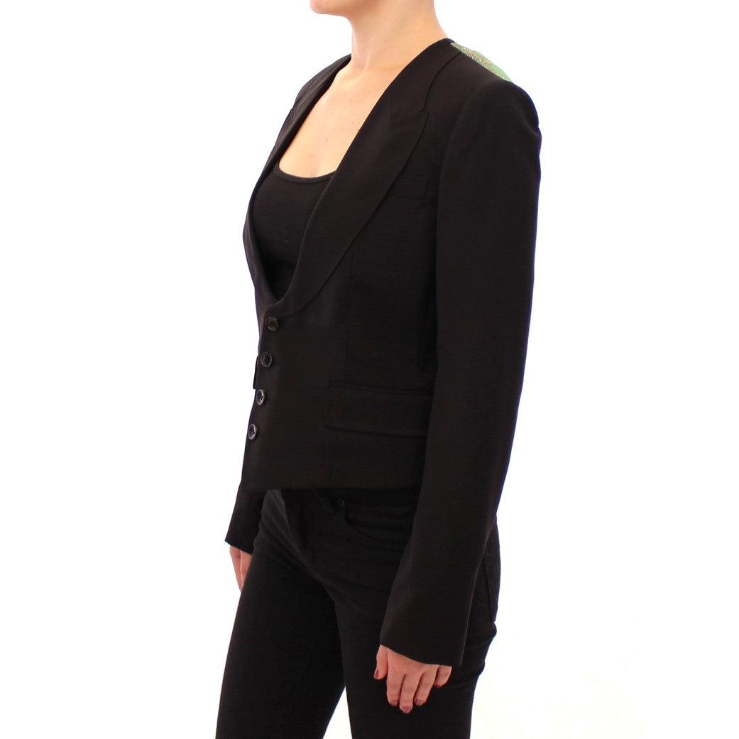 Dolce & Gabbana Black Silk Scarf Back Blazer Jacket