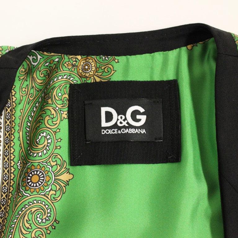 Dolce & Gabbana Black Silk Scarf Back Blazer Jacket